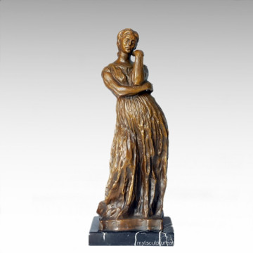 Женский бронзовая скульптура деревеньку зависит от декора Латунь статуя ТПЭ-391